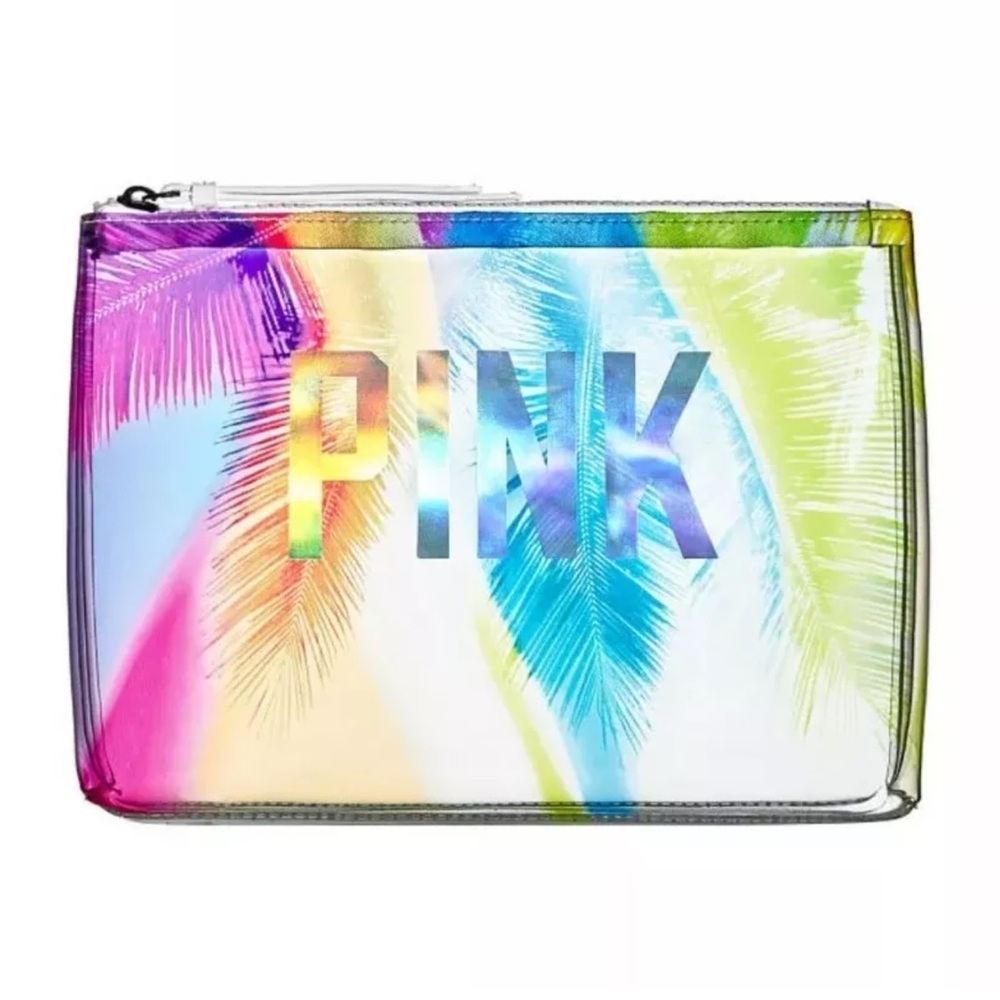 VS PINK RAINBOW PALM MAKE UP BAG